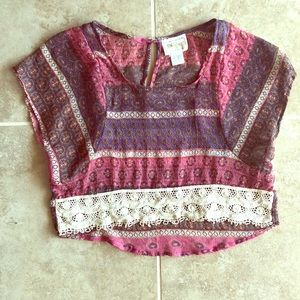 Boho Cropped Blouse (Size S)